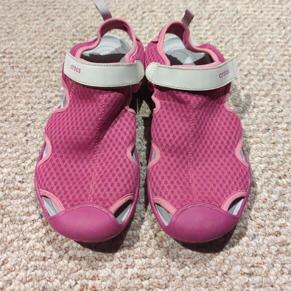 Crocs Swiftwater Mesh Sandals Pink Womens 9 Casual Water Deck Shoes - Picture 2 of 7